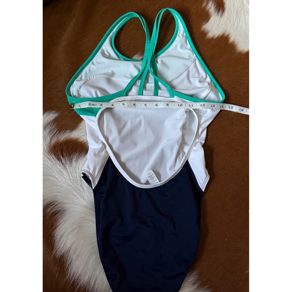 Athleta Freestyle Colorblock One Piece Swimsuit Navy Green White Size 36 - Picture 3 of 12
